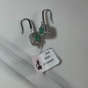 Emerald Silver Earrings